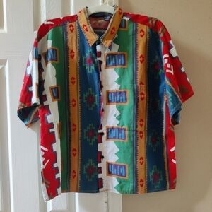 Vintage 90s Bon Homme Southwestern Aztec Print Shirt Large Unisex 🌵🌵